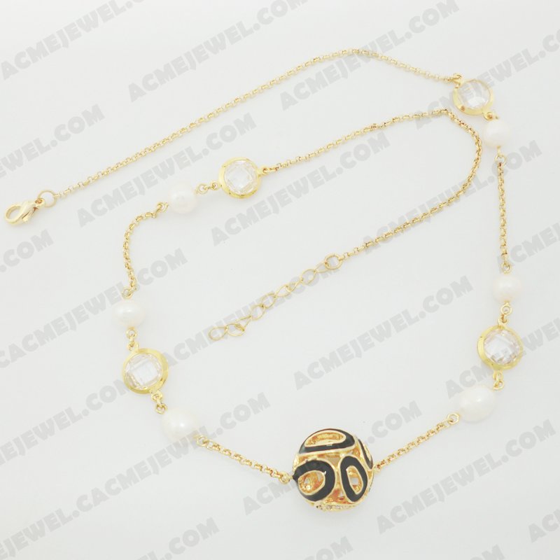 Necklace Brass Epoxy / Shiny Gold