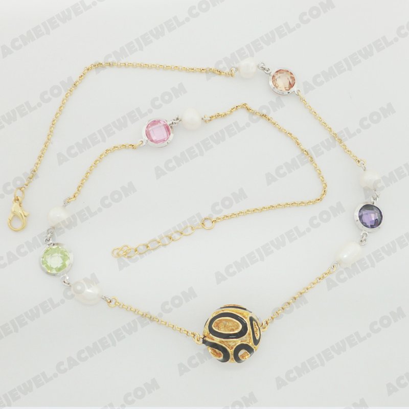 Necklace Brass Epoxy / Shiny Rhodium / Gold