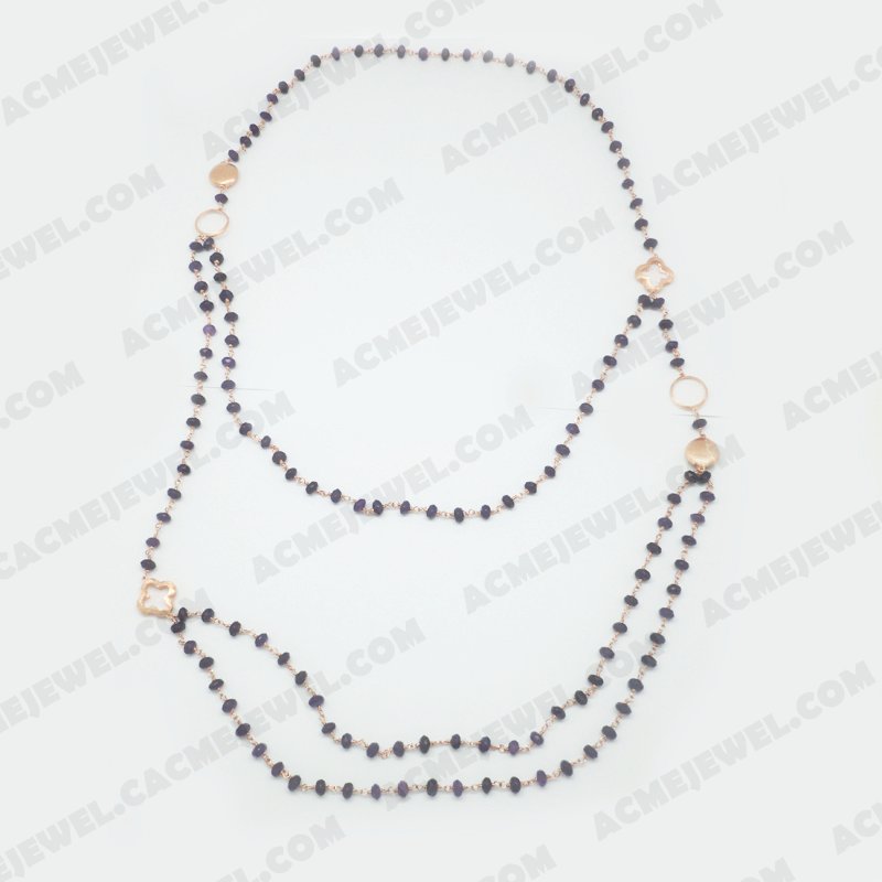 Necklace Brass Brushed / Shiny Rose gold