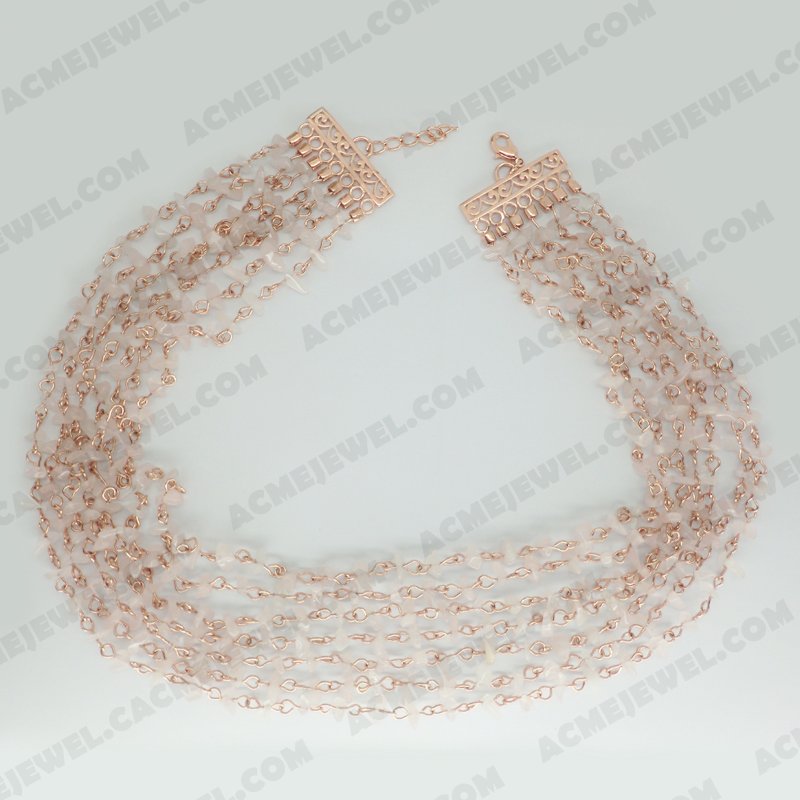 Necklace Brass Shiny Rose gold