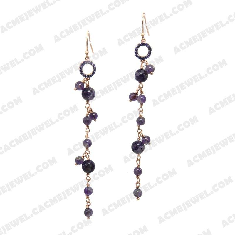 Earrings Silver / Brass  2-tone(rose gold / black rhodium plating)