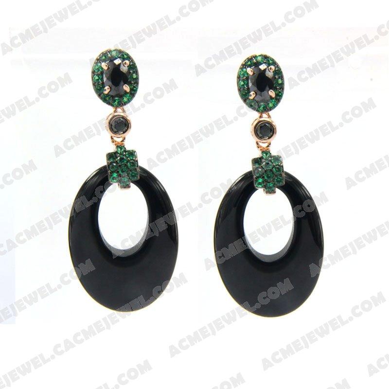 Earrings Silver / Brass  2-tone(rose gold / black rhodium plating)