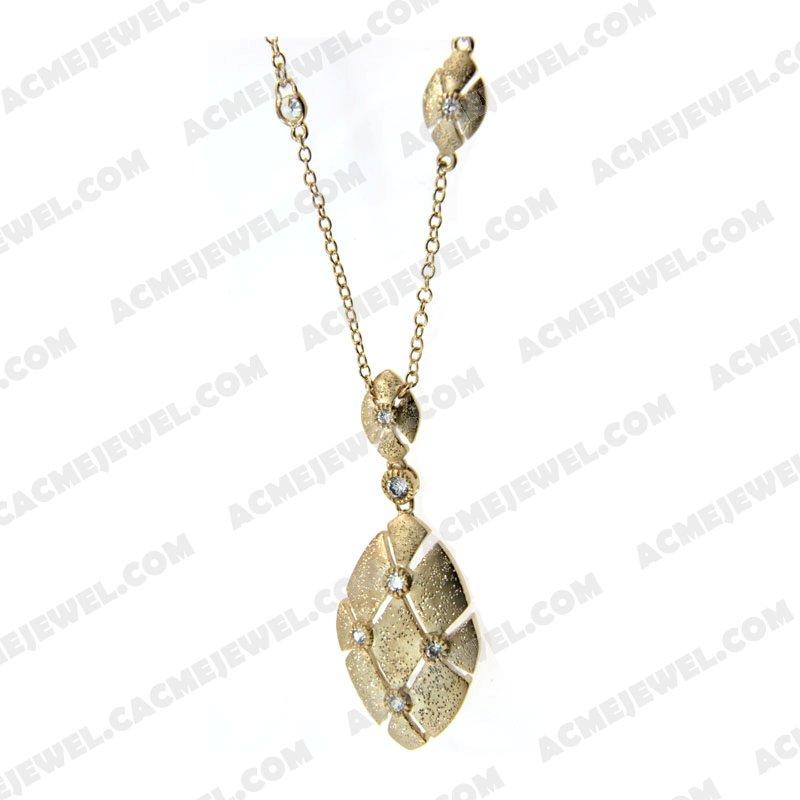 Necklace 925 Sterling Silver 3-tone Matt gold + sparkling finishing + gold