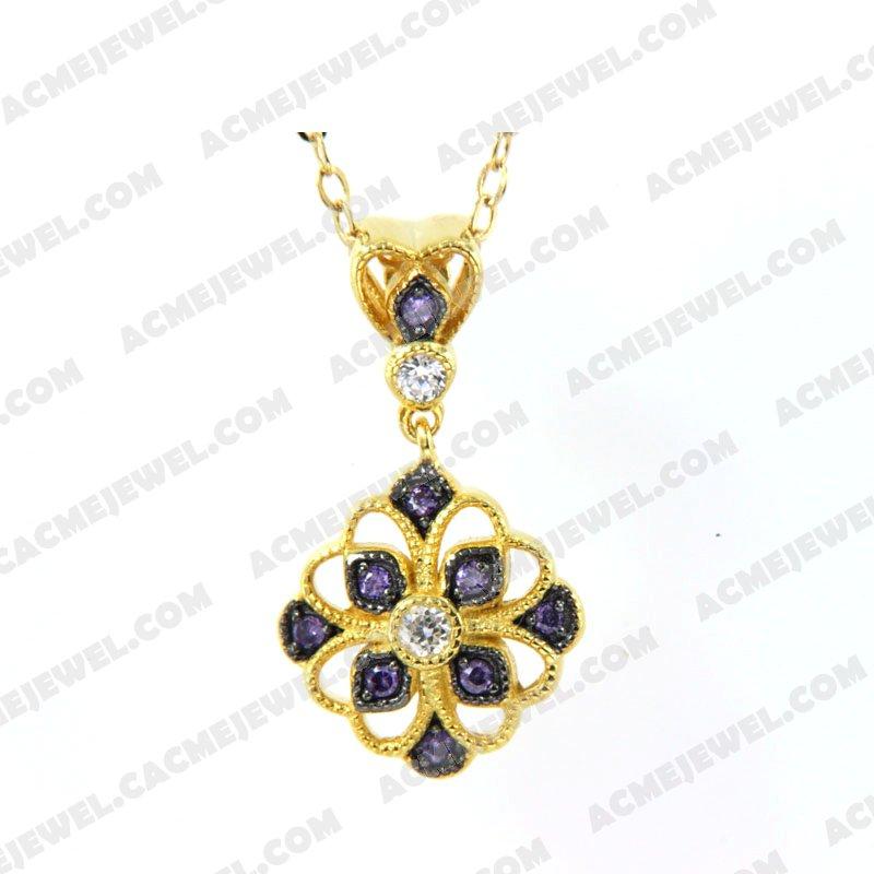 Pendants 925 Sterling Silver 2-tone Gold and black rhodium