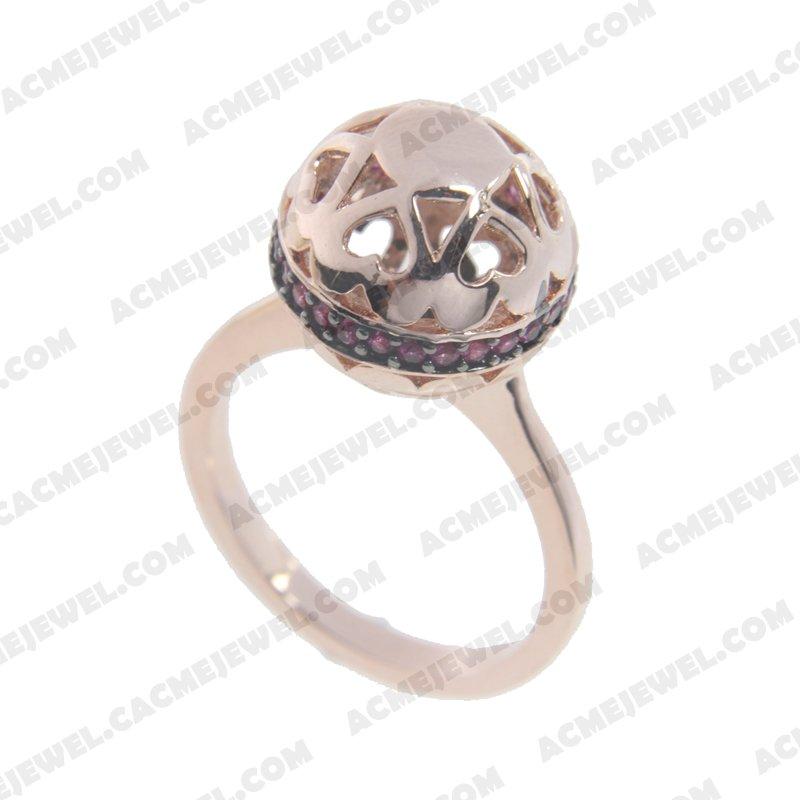 Rings 925 Sterling Silver 2-tone Rose gold and black rhodium
