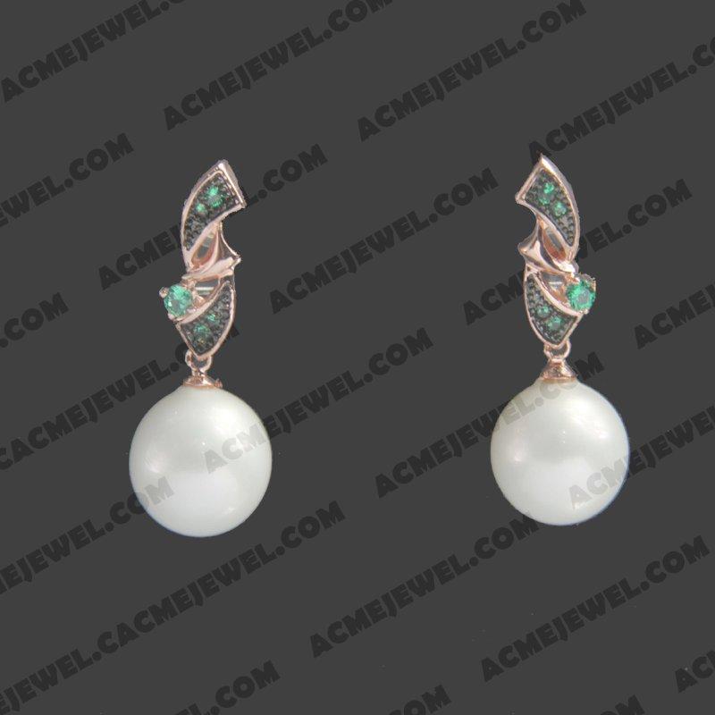 Earrings 925 sterling silver  2-tone Rose gold and black rhodium