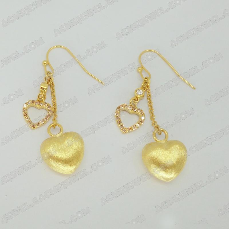 Earrings 925 sterling silver  2-tone Gold and gold (sand finishing)