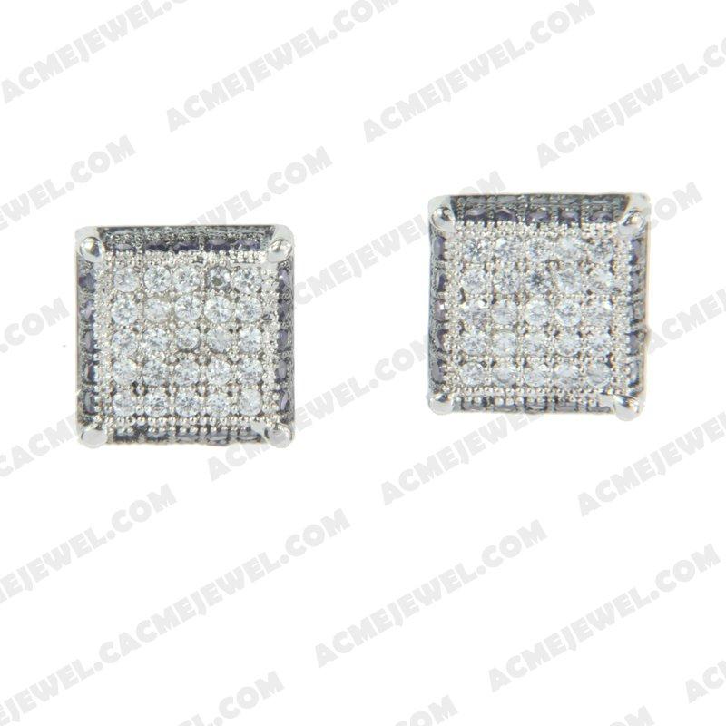 Earrings 925 sterling silver  2-tone Rhodium and black rhodium