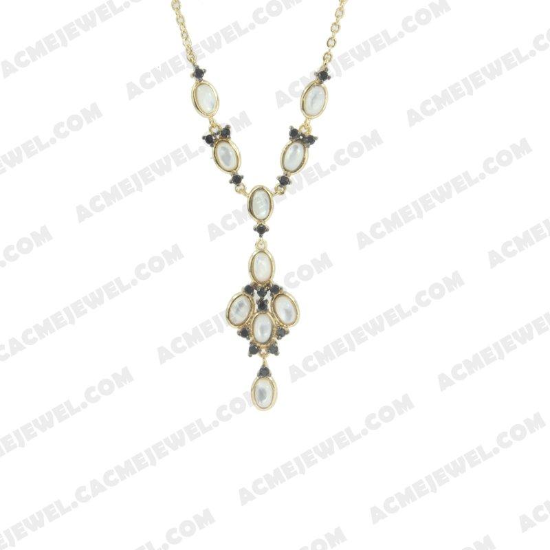 Necklace 925 sterling silver  2-tone Gold and black rhodium