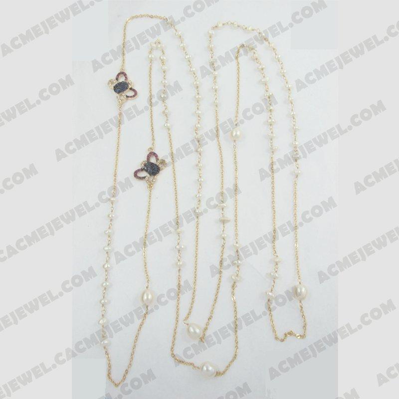 Necklace 925 sterling silver  2-tone Gold and black rhodium