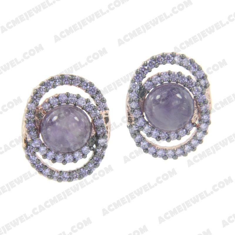 Earrings 925 sterling silver  2-tone Rose gold and black rhodium