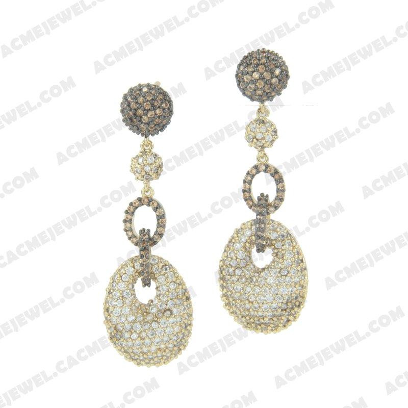 Earrings 925 sterling silver  2-tone Gold and black rhodium