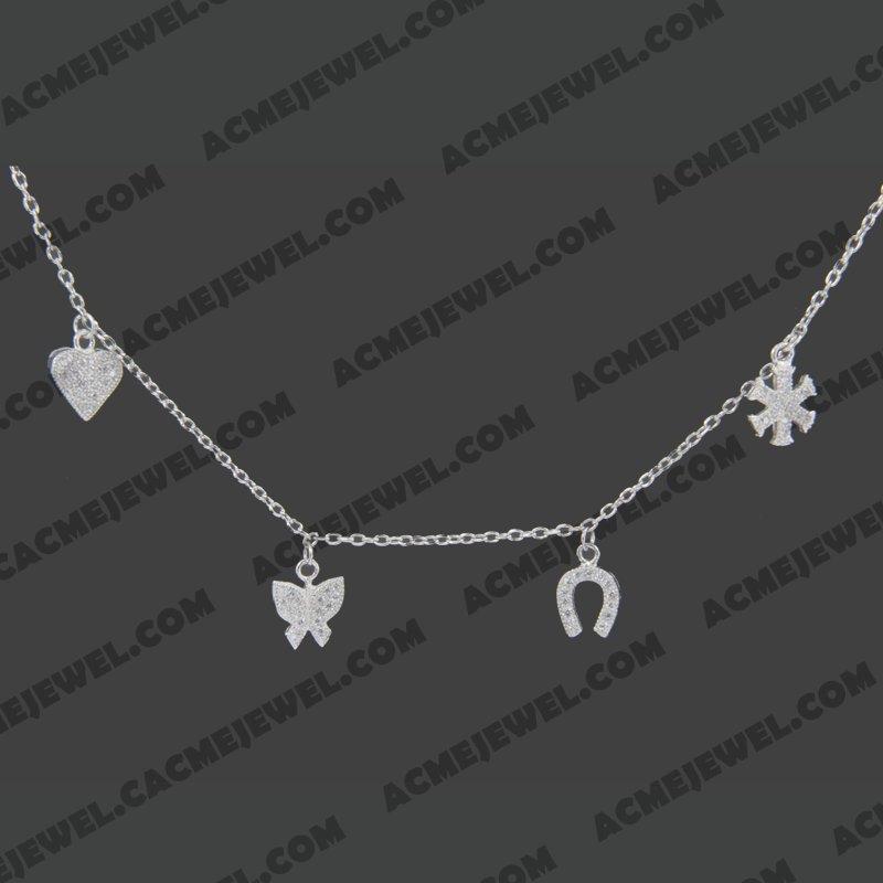 Necklace 925 Sterling Silver  Rhodium 