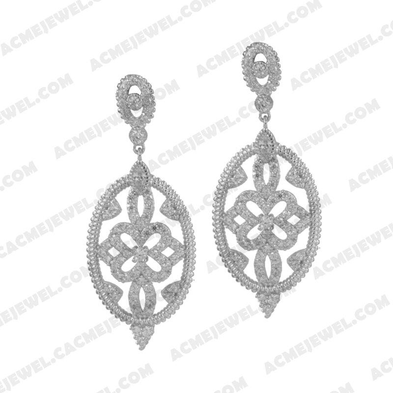 Earrings 925 sterling silver  White Rhodium 