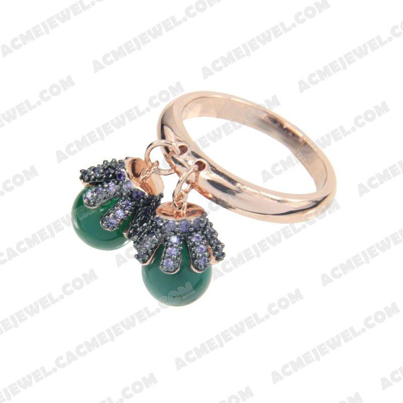 Rings 925 Sterling Silver 2-tone Rose gold and black rhodium