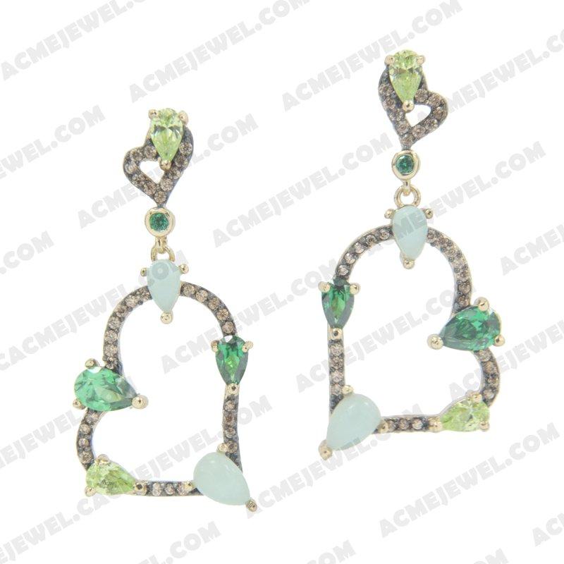 Earrings 925 Sterling Silver 2-tone Gold and black rhodium