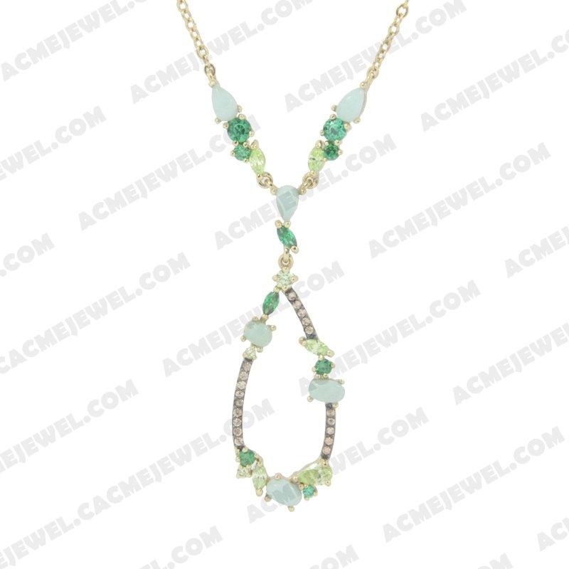 Necklace 925 Sterling Silver 2-tone Gold and black rhodium