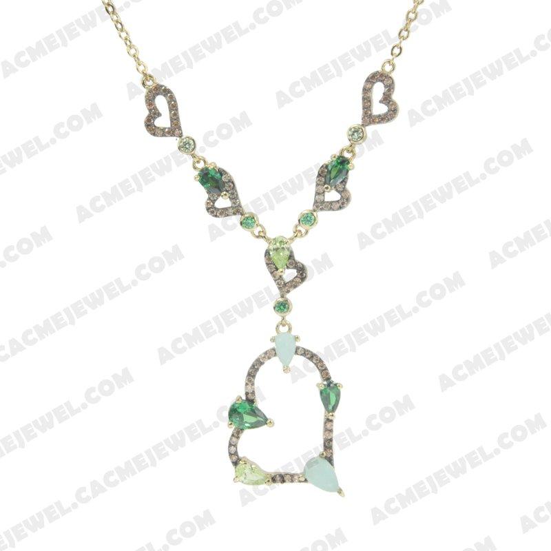 Necklace 925 Sterling Silver 2-tone Gold and black rhodium