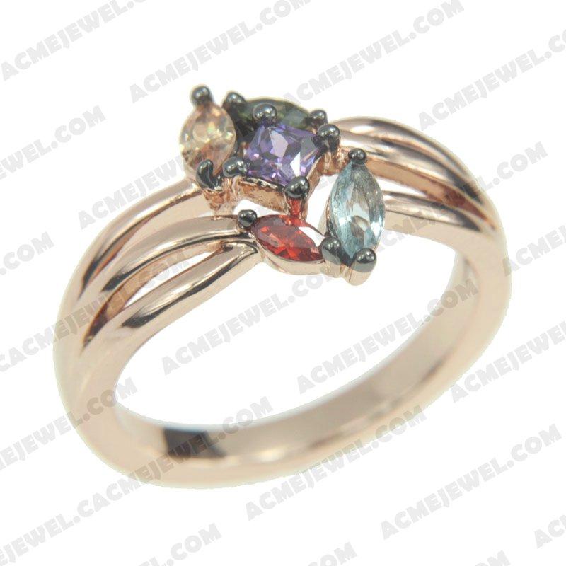 Rings 925 sterling silver  2-tone Rose gold and black rhodium