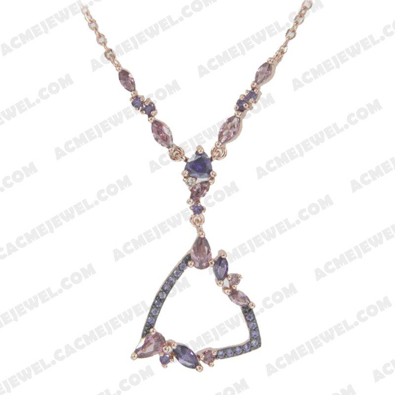 Necklace 925 sterling silver  2-tone Rose gold and black rhodium