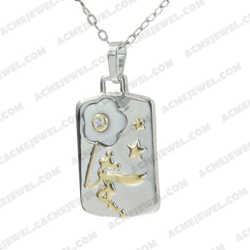 Pendants 925 sterling silver  2-tone Gold and rhodium