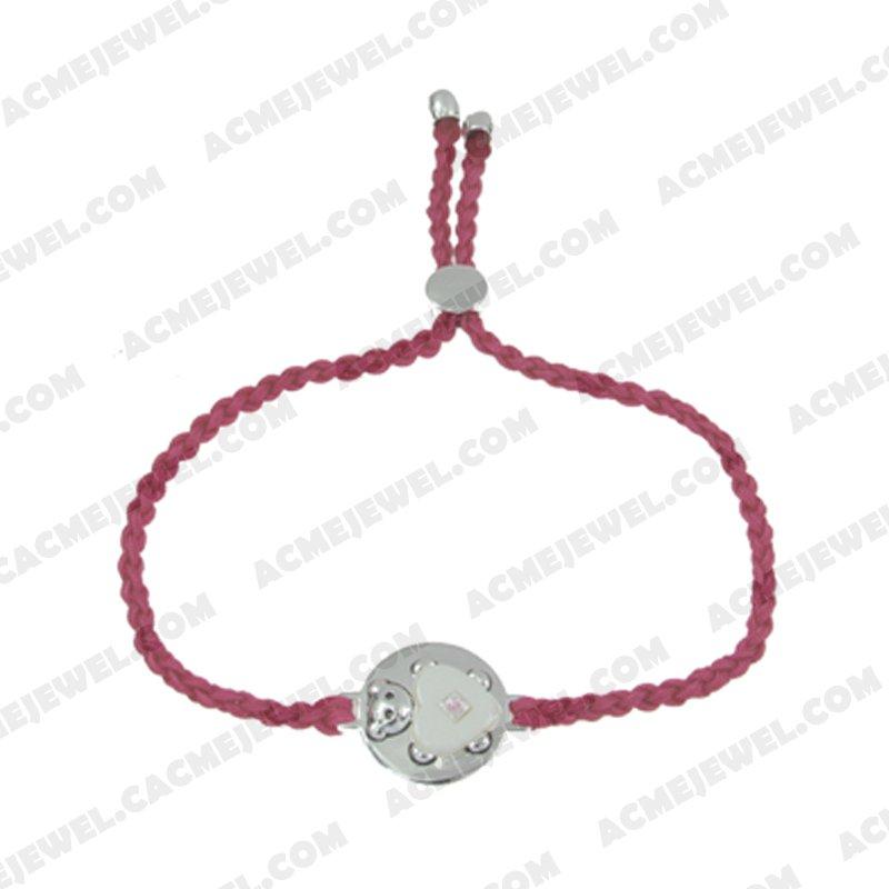 Bracelets & Bangles Cord with 925 sterling silver 2-tone Rhodium and black smear