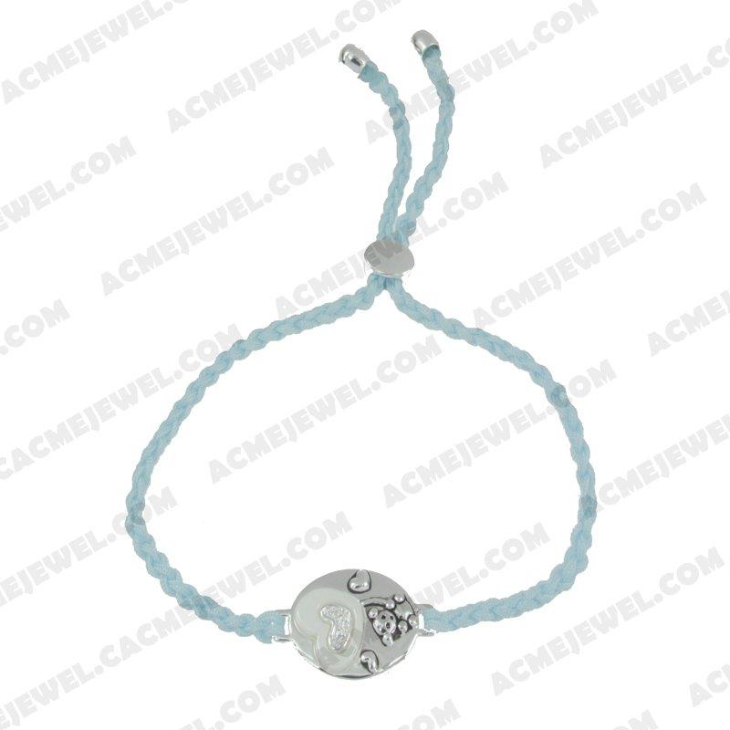 Bracelets & Bangles Cord with 925 sterling silver 2-tone Rhodium and black smear