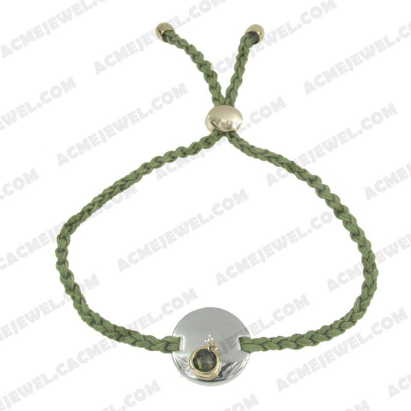 Bracelets & Bangles Cord with 925 sterling silver 2-tone Gold and rhodium