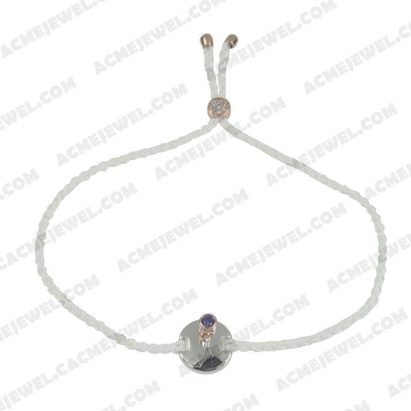 Bracelets & Bangles Cord with 925 sterling silver 2-tone Rose gold and rhodium